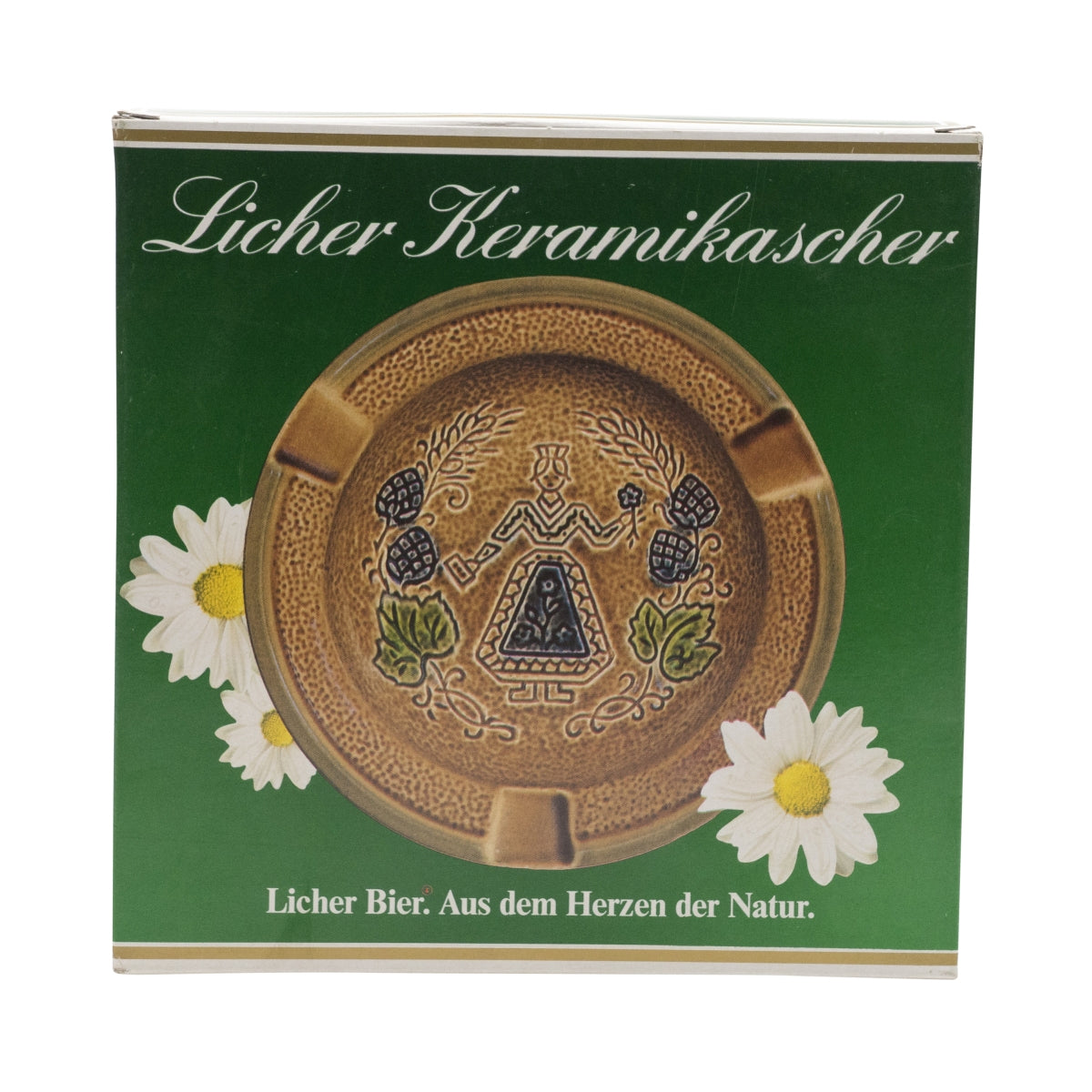 1x Licher Bier Aschenbecher Keramikaschenbecher braun mit Frau