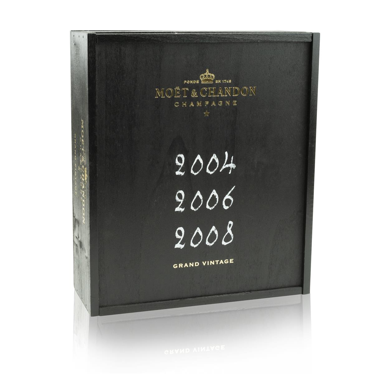1x Moet Chandon Champagner Holzkiste schwarz für 3 Flaschen 2004 2006 2008