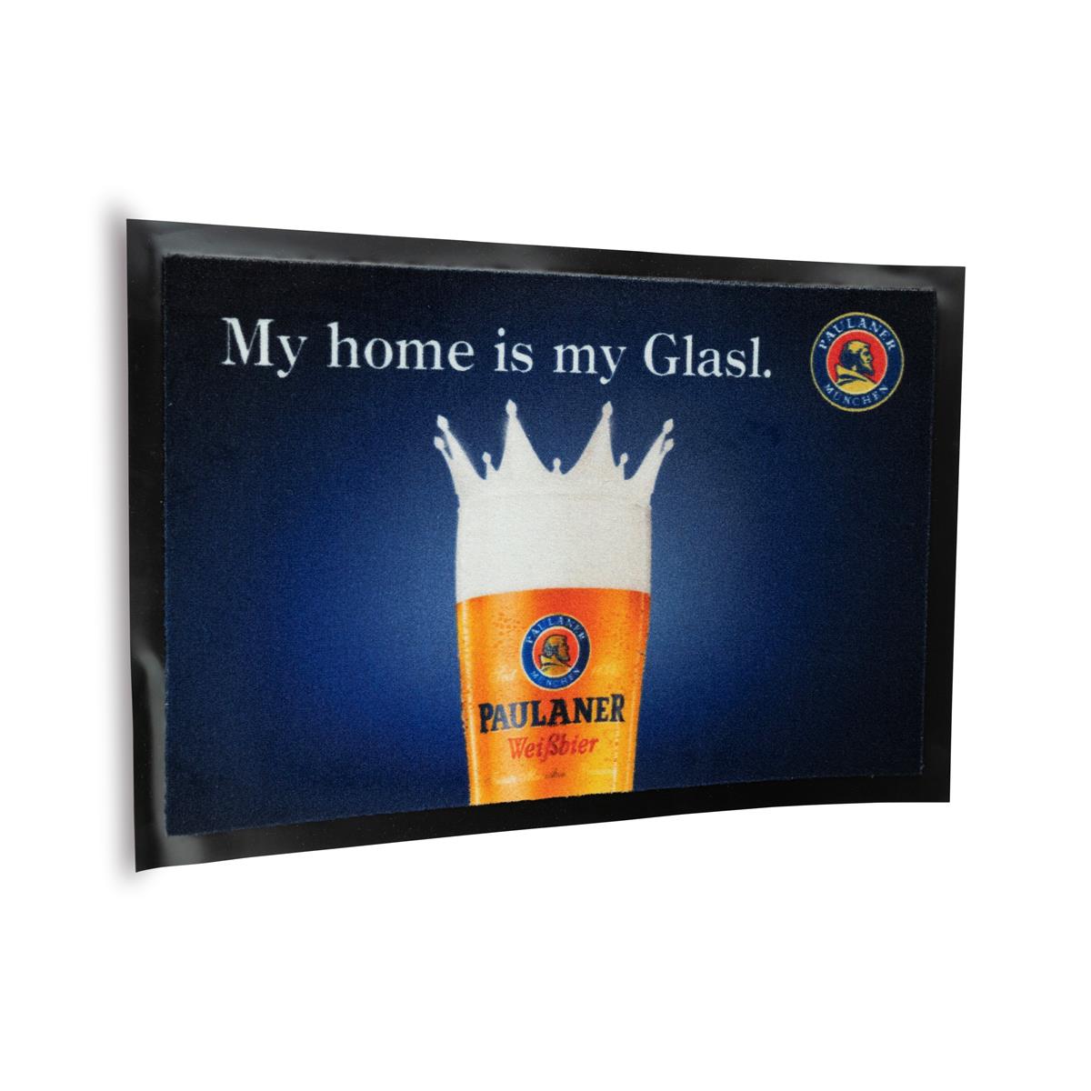 1x Paulaner Bier Fußabstreifer My Home is my Glasl 80x50