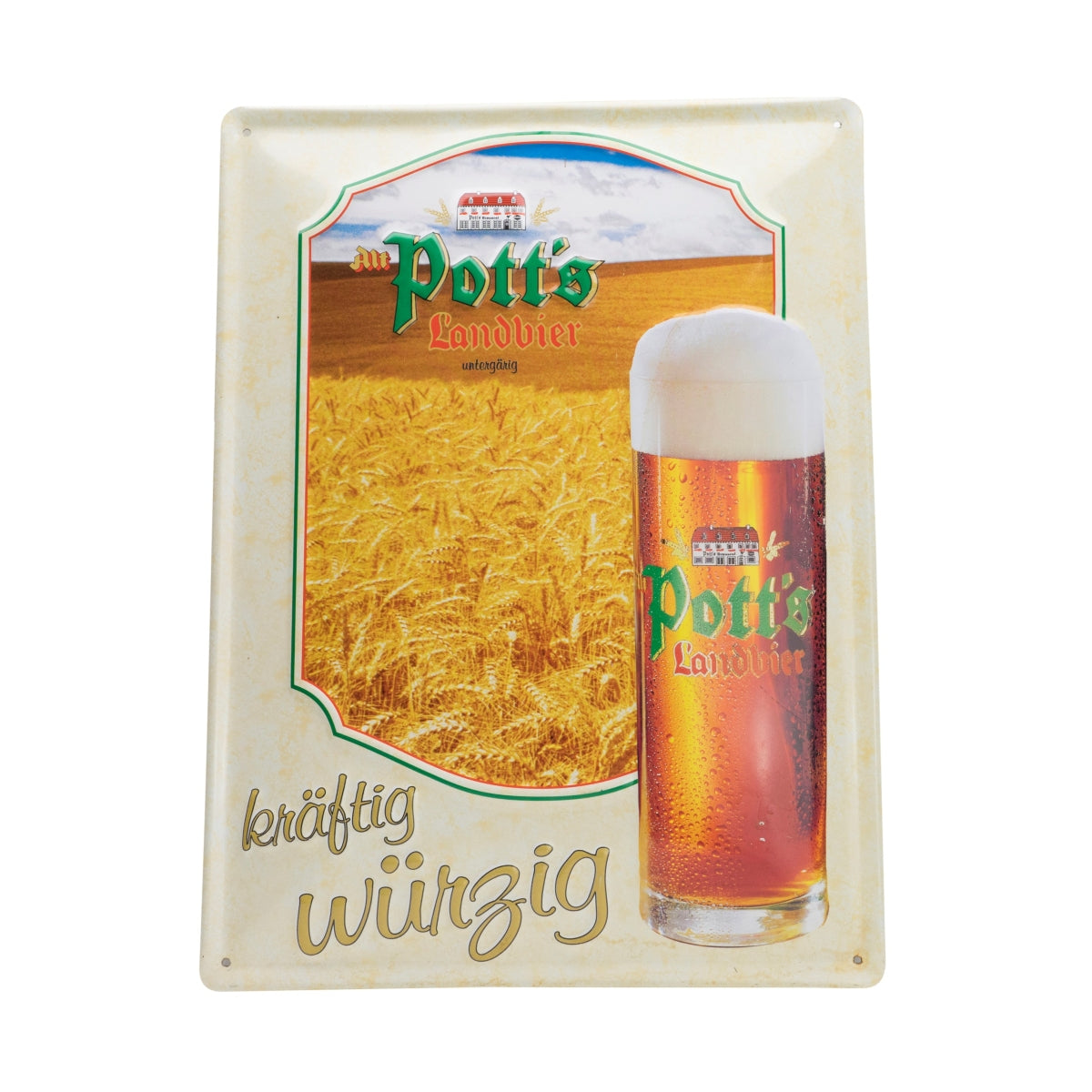1x Potts Bier Blechschild Landbier untergärig kräftig würzig