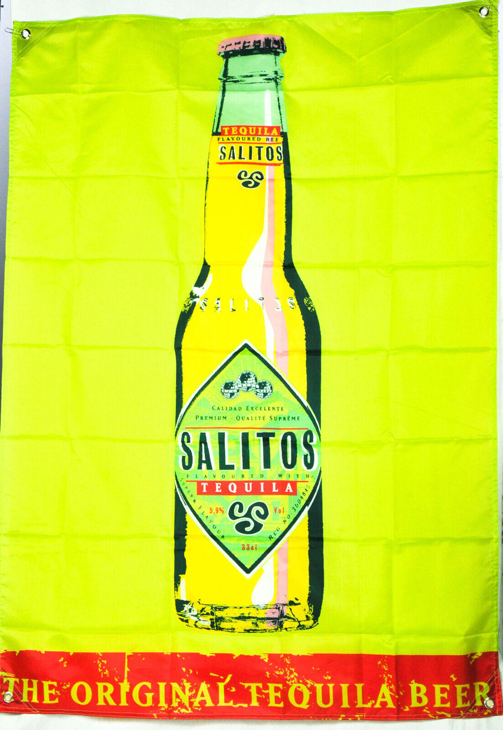 1x Salitos Bier Fahne Banner mit Flasche neon grün 95 x 140 cm