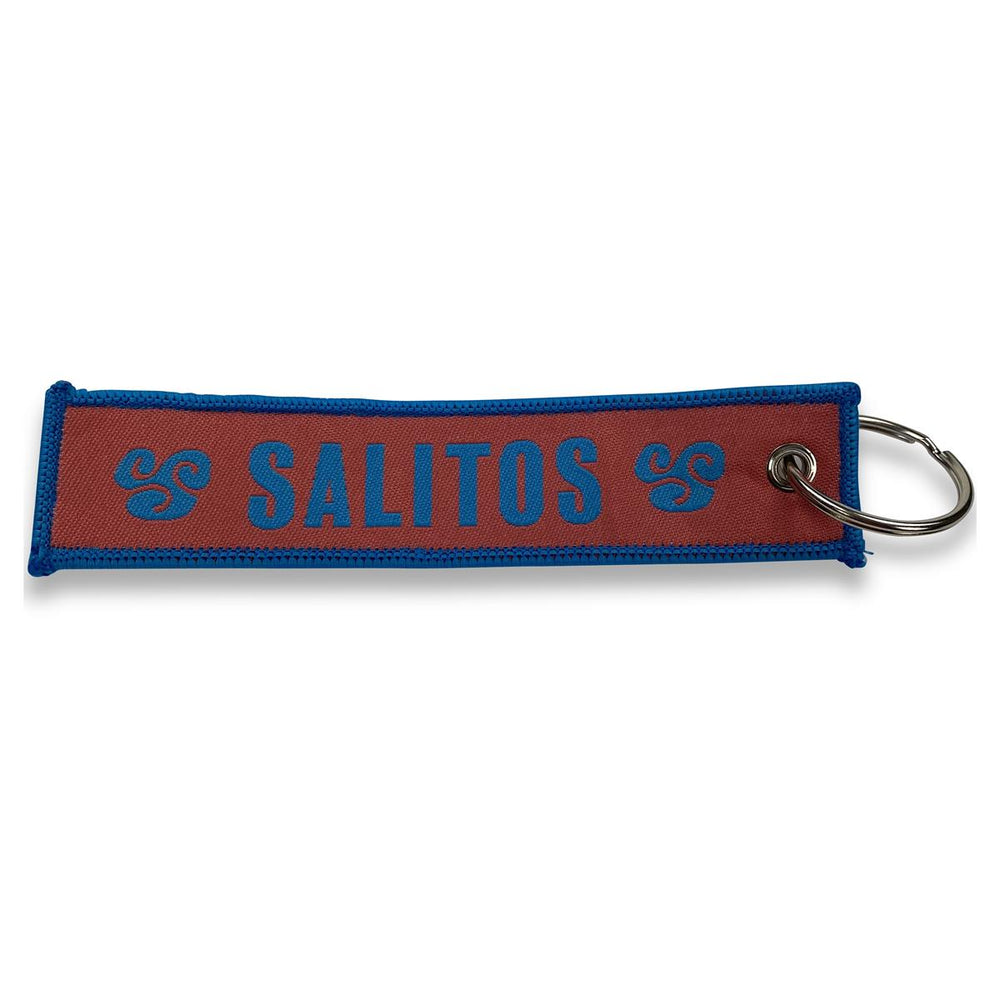 1x Salitos Bier Schlüsselanhänger blau rosa Stoffband