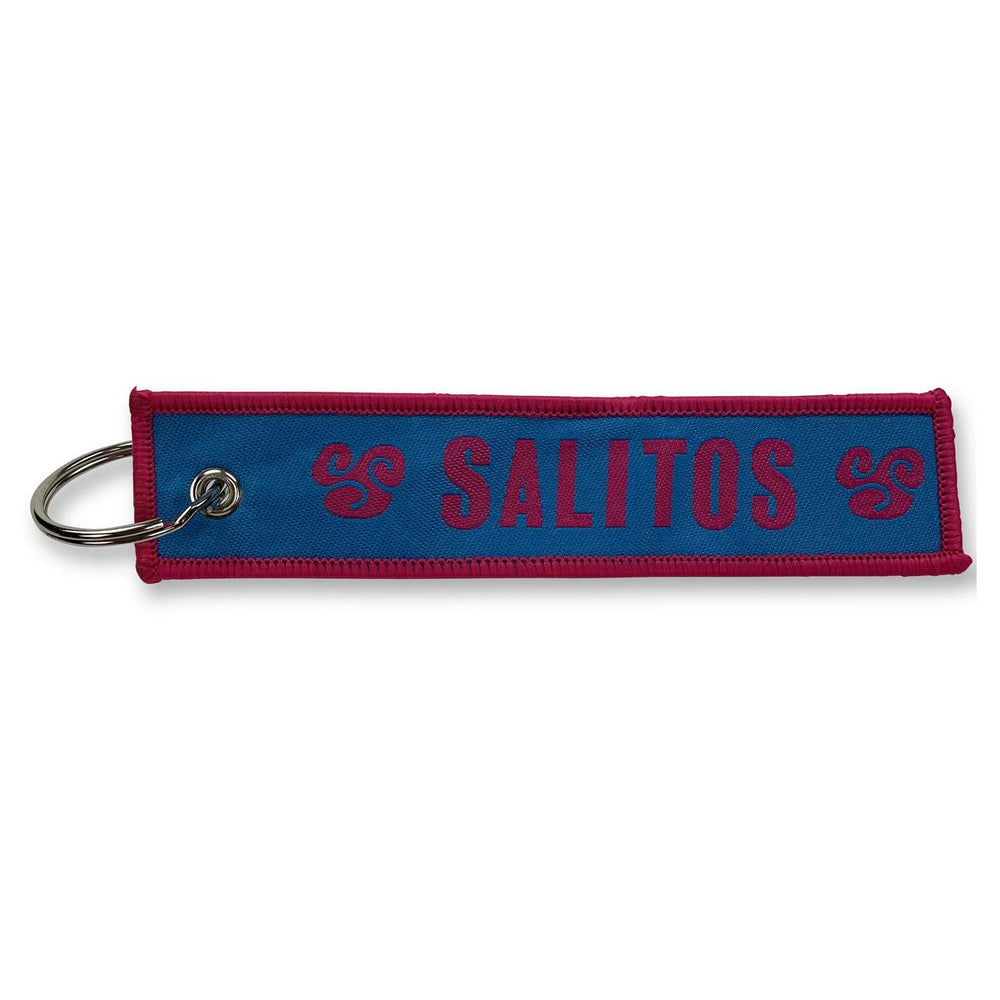 1x Salitos Bier Schlüsselanhänger pink blau Stoffband