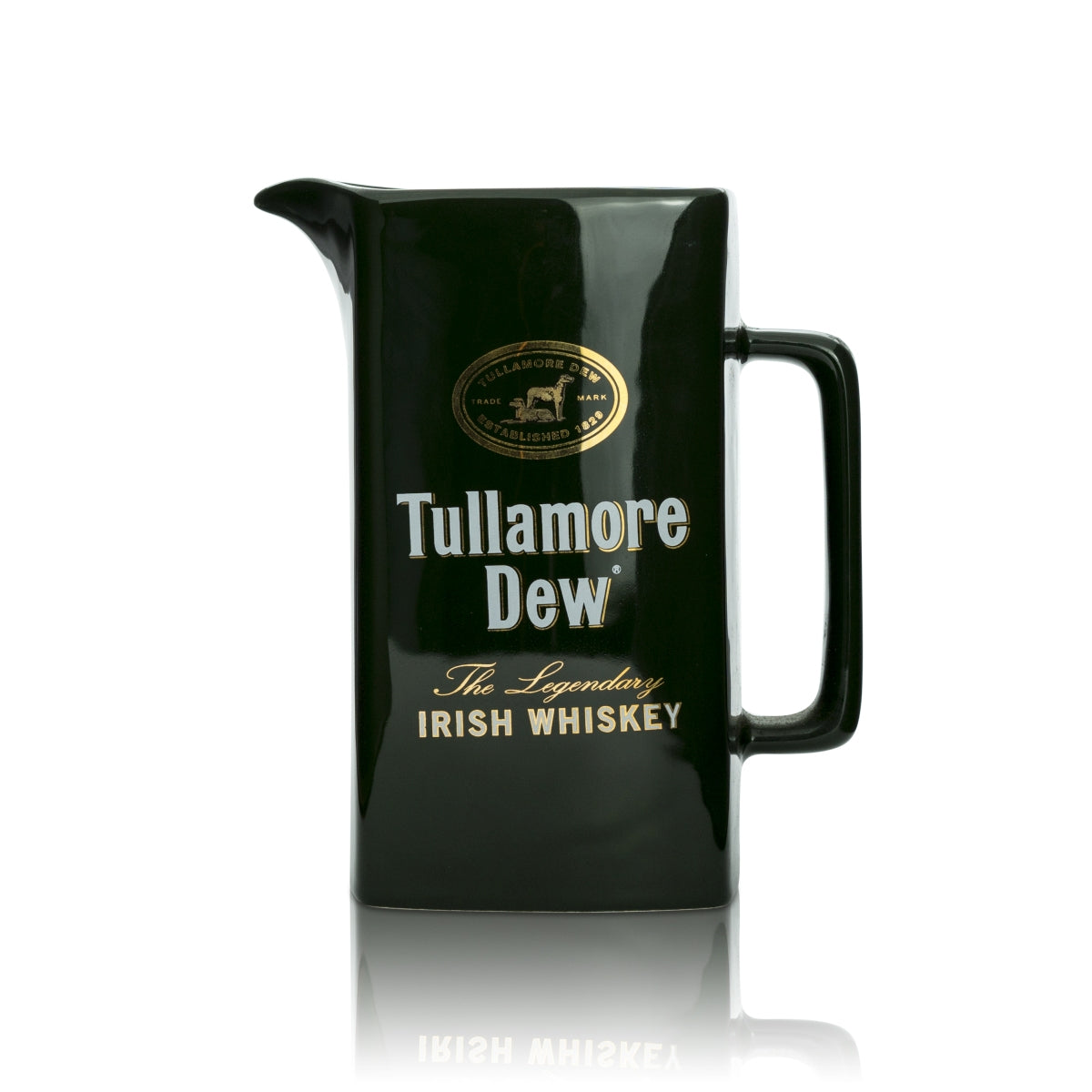 1x Tullamore Dew Whiskey Glas Tasse Rechteck Grün Krug Ton groß – Ansicht 2