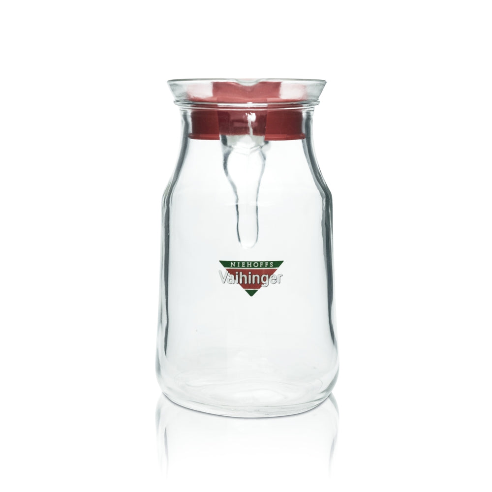 1x Vaihinger Saft Karaffe 1L rot Deckel Krug Ausgießer Kanne Bar Getränke Gläser