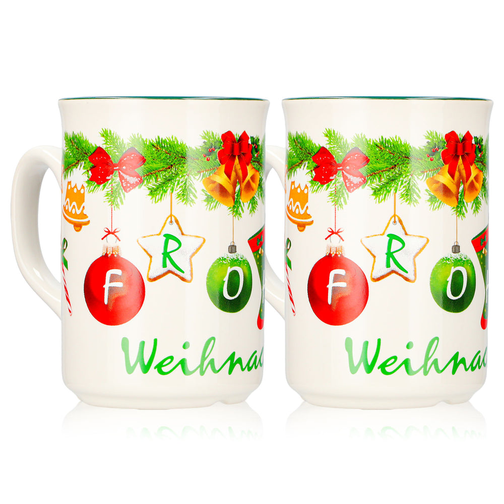 2 Mohaba Glühweinbecher Form 9000 Weihnachtsgirlande Frohe Weihnachten chamonix 0,2l geeicht