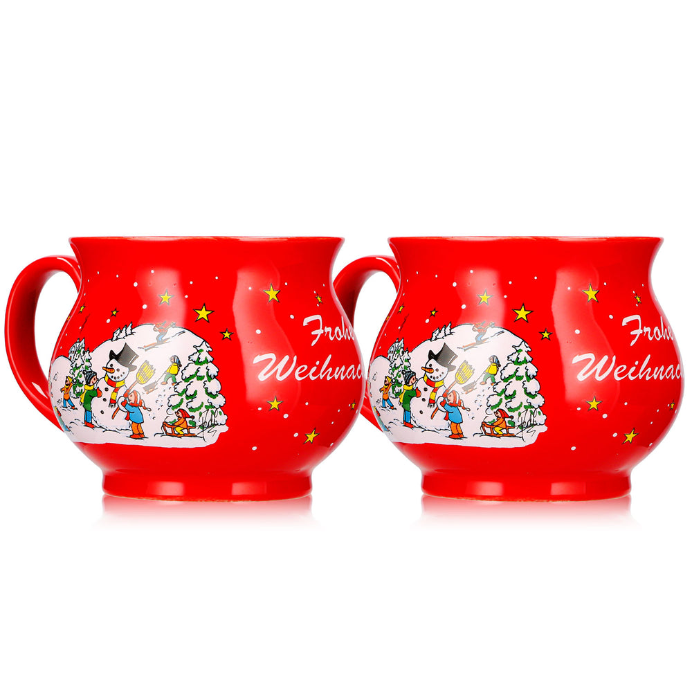 2 Mohaba Glühweinbecher Kugelbecher Frohe Weihnachten Winter feuerrot 0,2l geeicht