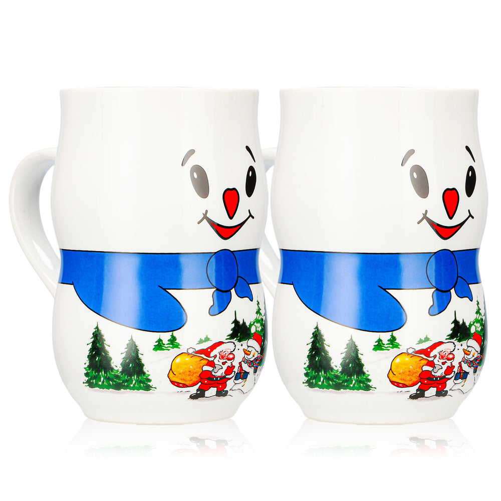 2 Mohaba Glühweinbecher Schneemann-Tasse Iceman Weihnachtsmann weiß 0,2l geeicht