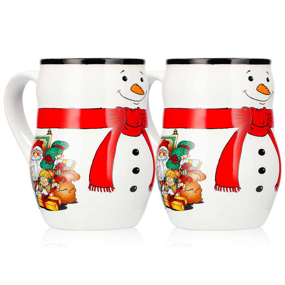 2 Mohaba Glühweinbecher Schneemann-Tasse Relief Frohe Weihnachten weiß / schwarz 0,2l geeicht