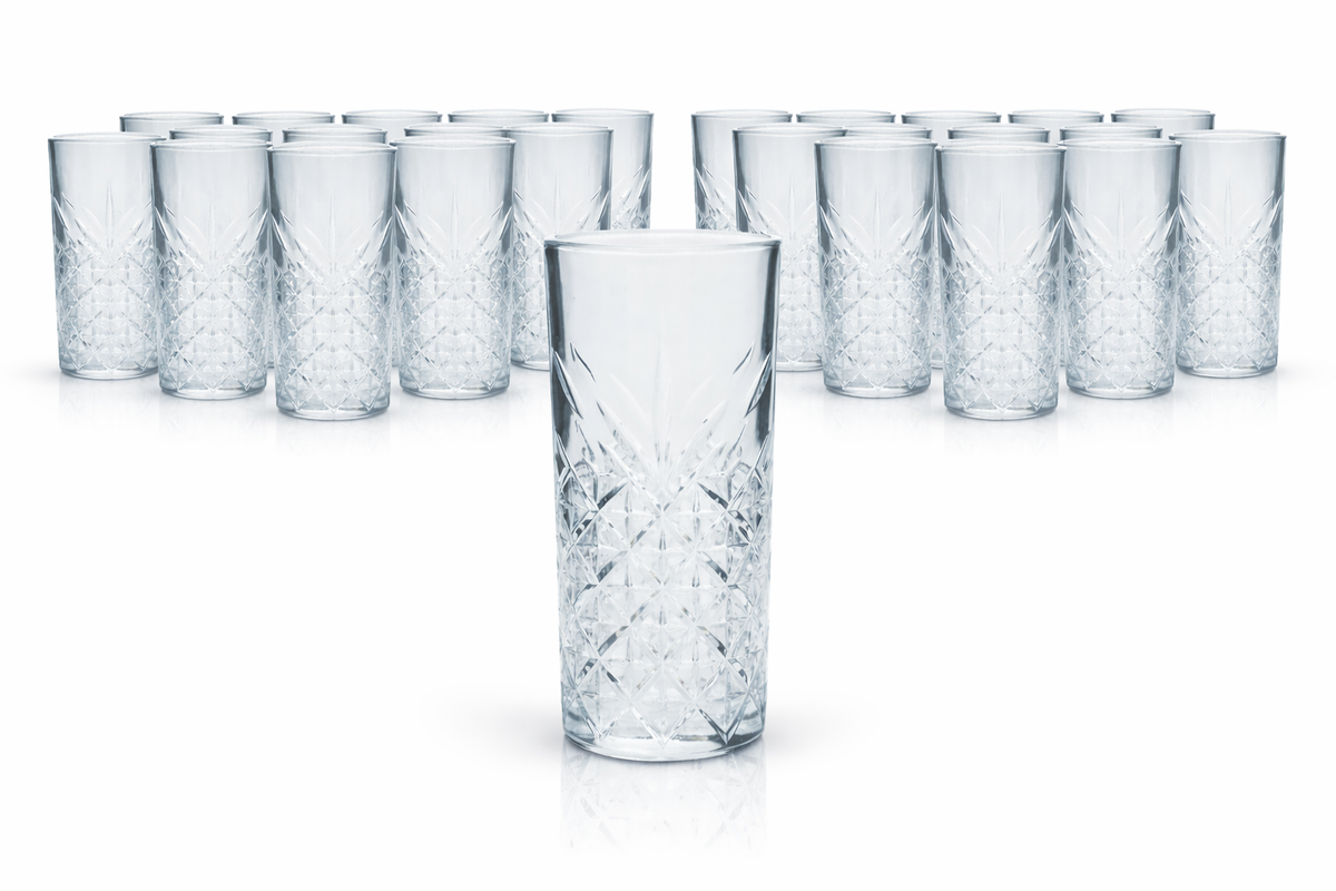 24er Set Bathtub Gin Gläser 400ml Highball Longdrink Reliefglas Pasabahce robust