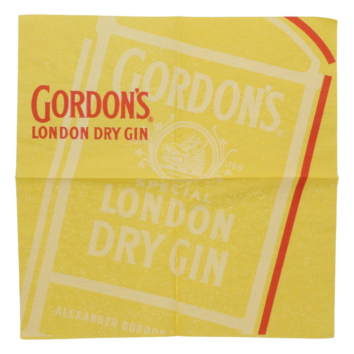 250x Gordons Gin Servietten Gelb klein Cocktail Servietten Barzubehör – Ansicht 3