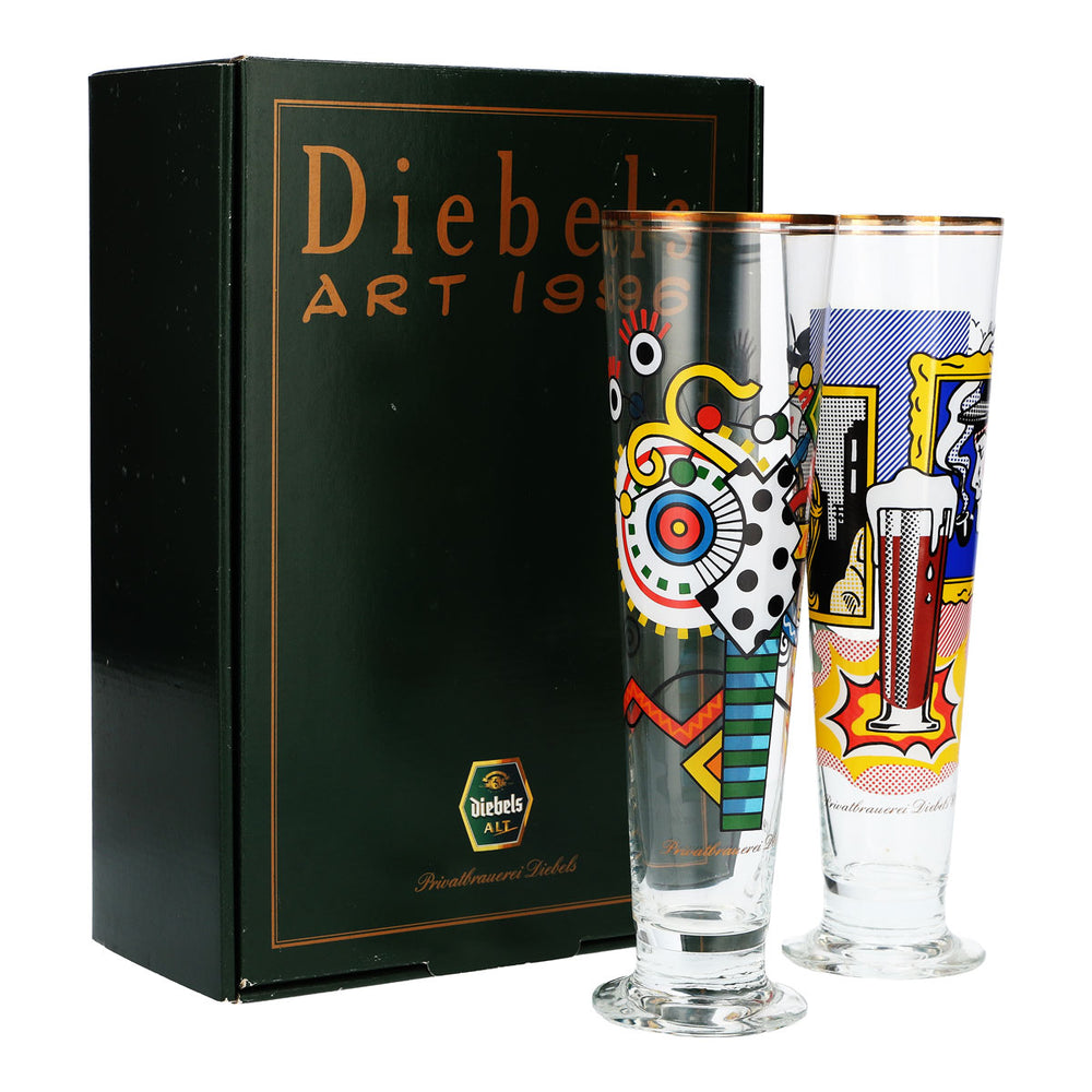 2x Diebels Bier Glas Sammlerbox inkl. 2 Sondergläser Art 1996 mit Datenblatt