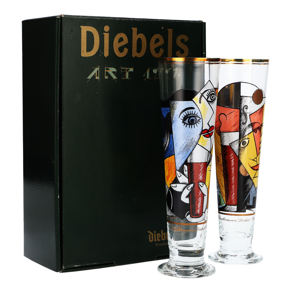 2x Diebels Bier Glas Sammlerbox inkl. 2 Sondergläser Art 1998 mit Datenblatt