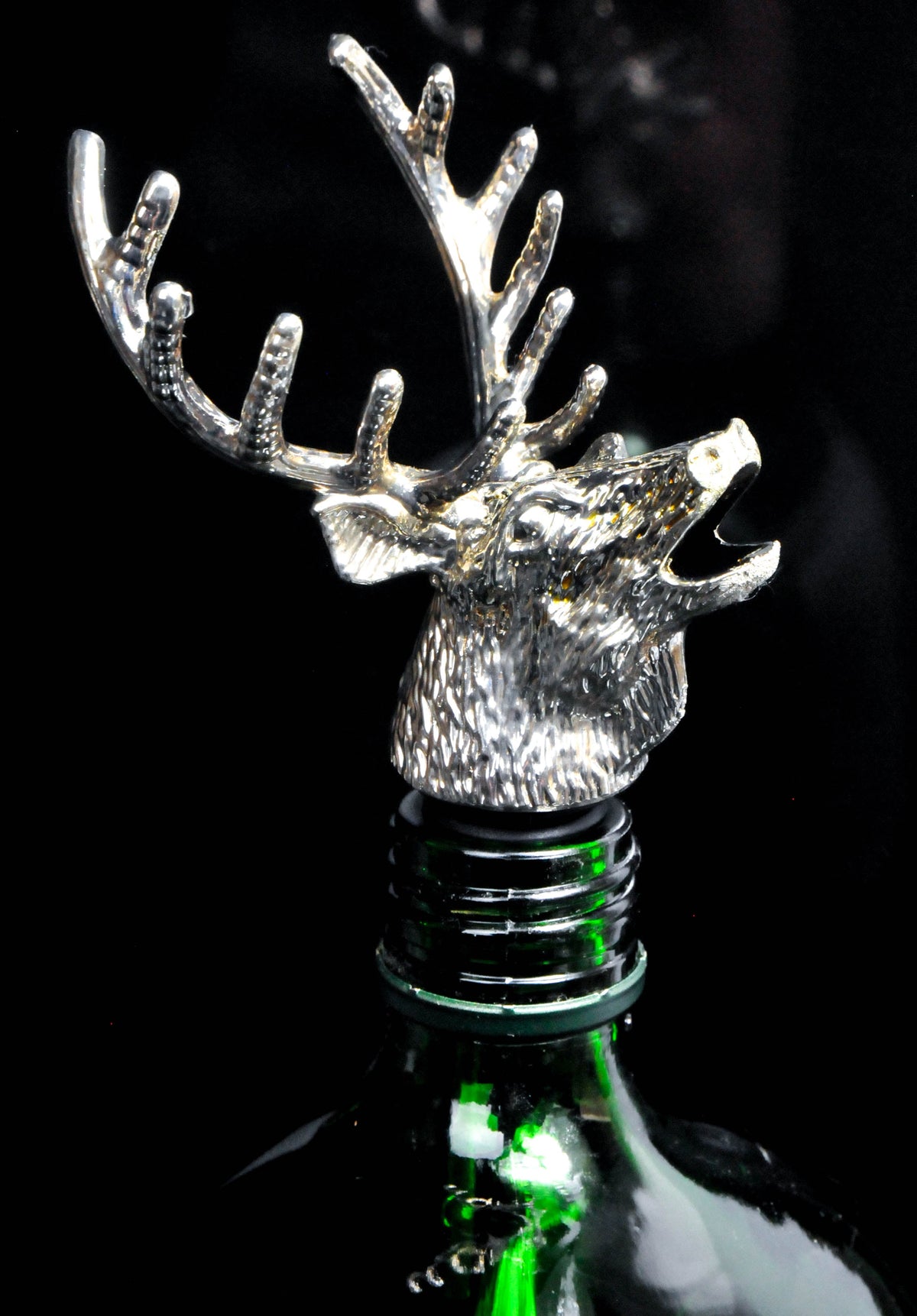 Jägermeister Ausgießer Dosierer Hirschkopf Aufsatz Metall Silber Pourer Silver – Ansicht 3