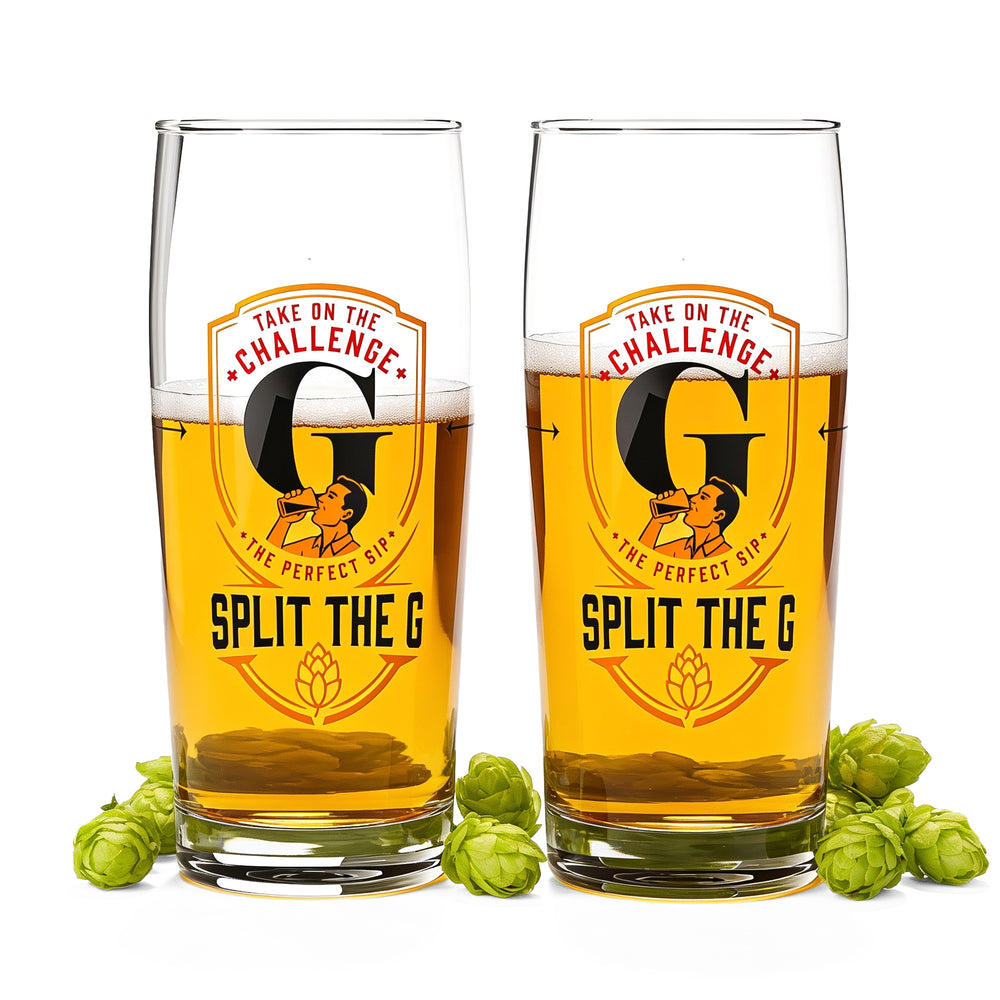 2x Sipply Bierglas SPLIT THE G Challenge 0,5l - Der Social-Media-Trend
