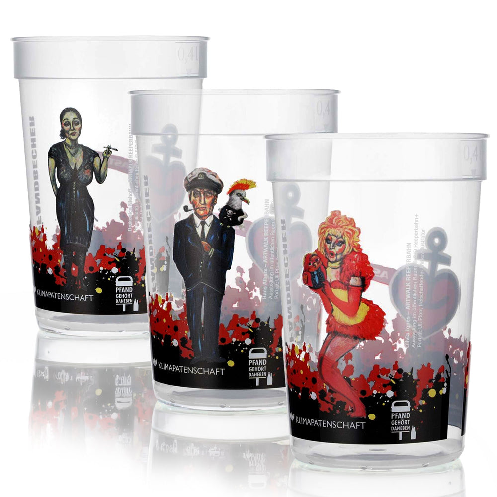 3x Astra Bier Glas Becher Mehrweg Festivalset 0,4l Kiez-Stars Hamburg