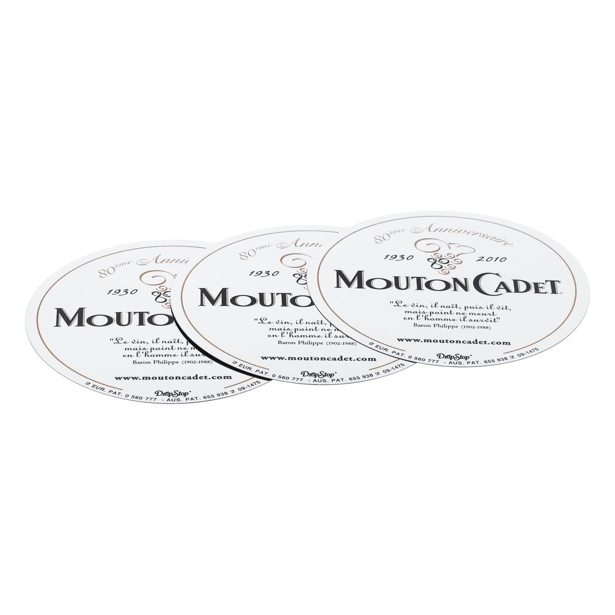 3x Mouton Cadet Wein Untersetzer Glasuntersetzer Set silber 3er Set