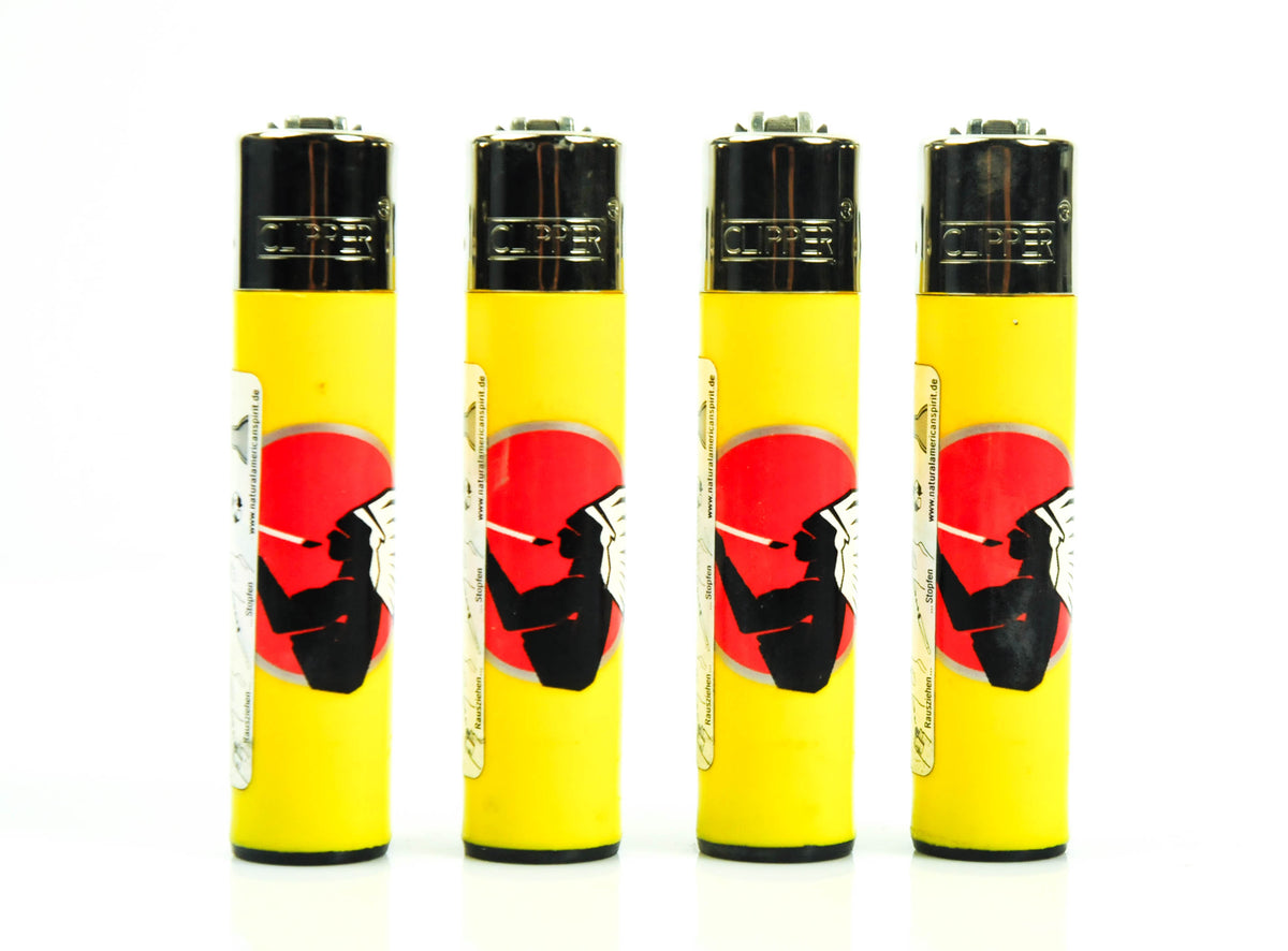 4x American Spirit Tabak Feuerzeug Lighter Classic Large Gelb reusable Clipper