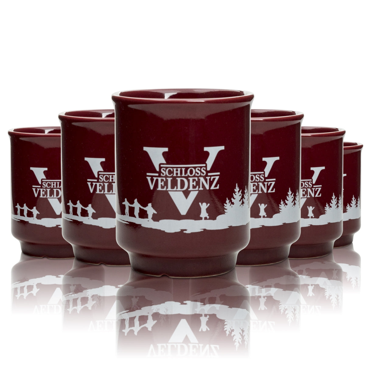 4x Schloß Veldenz Saft Tasse 0,2l Glühwein Winter Weihnachtsmarkt rot Punsch