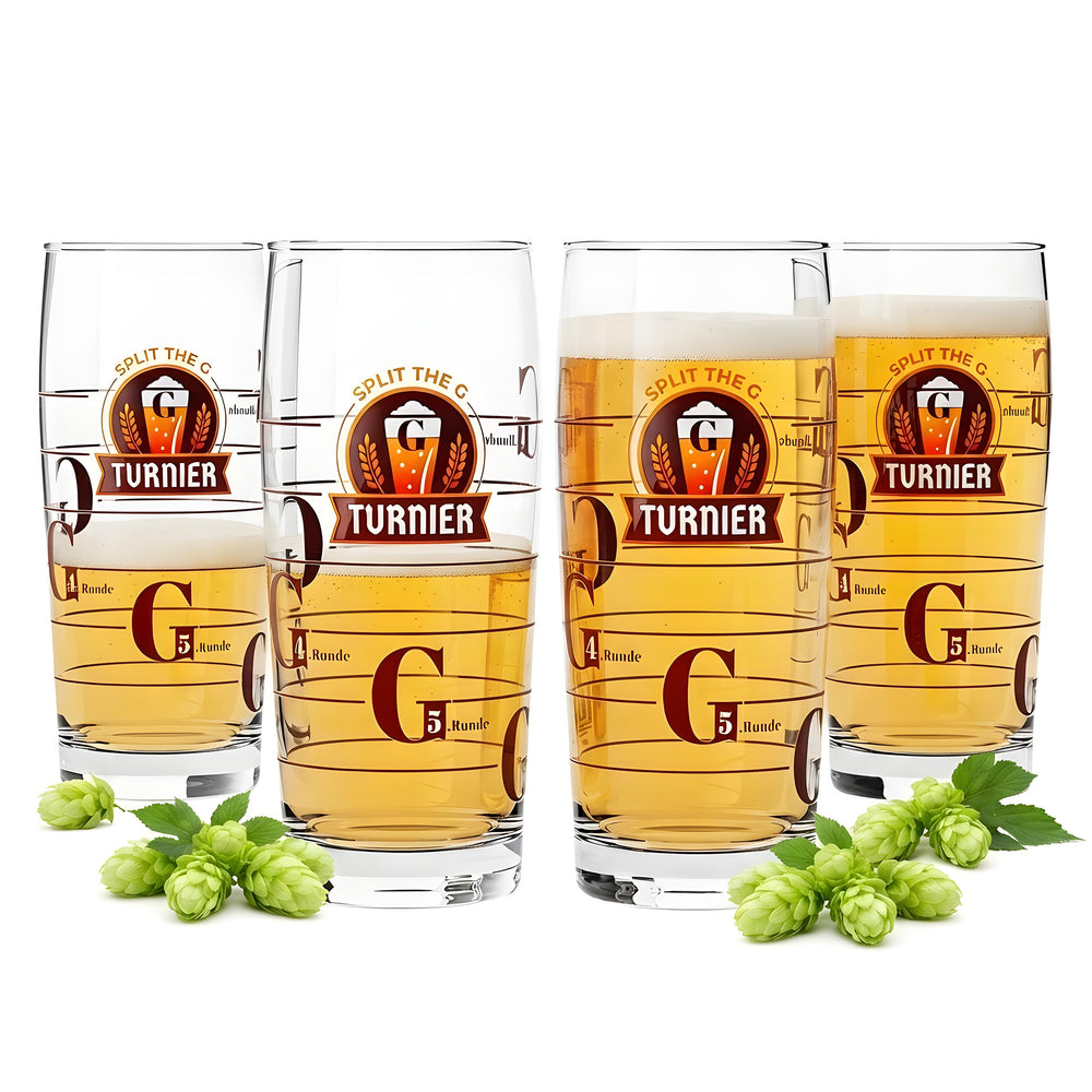 4x Sipply Bierglas SPLIT THE G Tournament 0,5l - Der Social-Media-Trend
