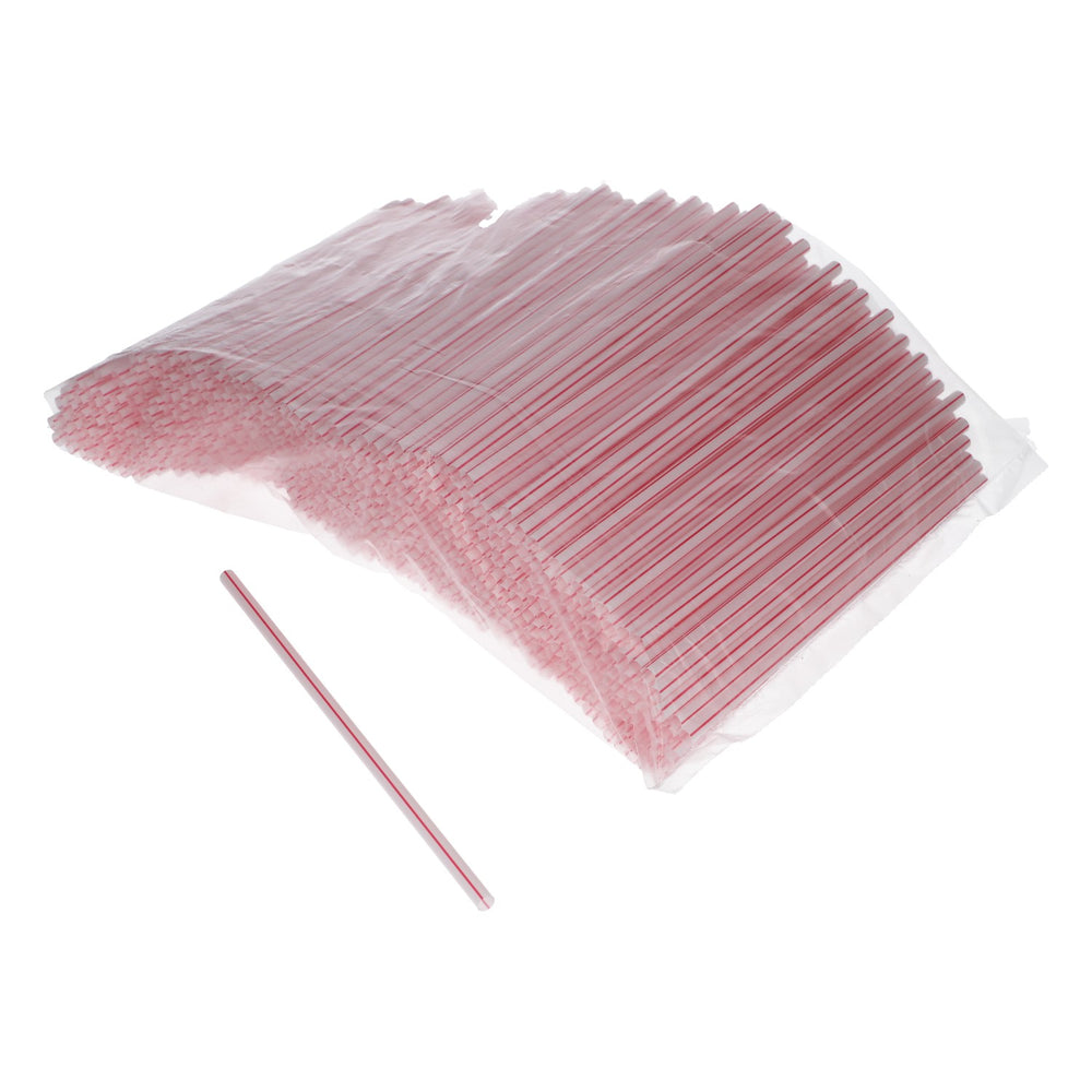 500x Trinkhalme Strohhalm Strohhalme Plastik Weiß/Rot Einweg Kunststoff