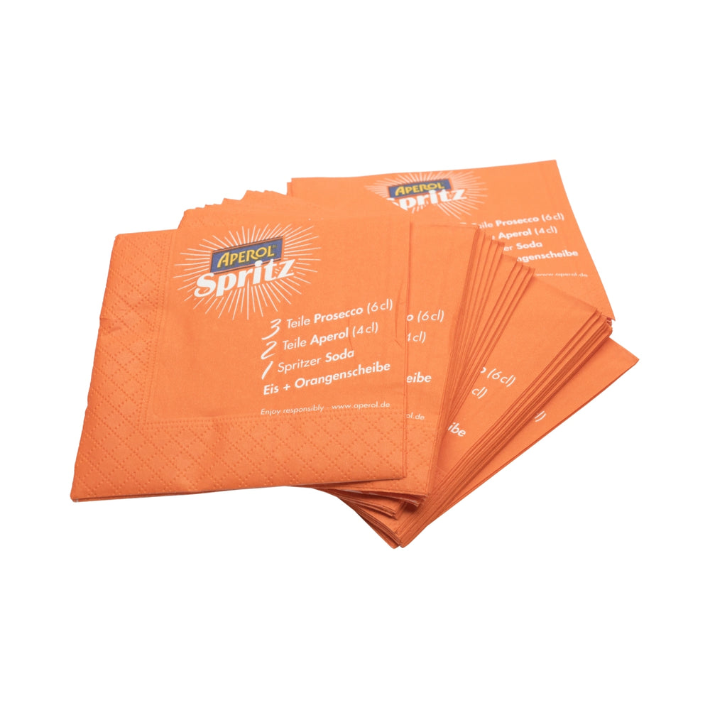 50x Aperol Aperitif Servietten orange Spritz 12x12cm