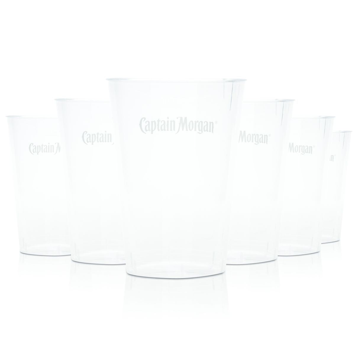 50x Captain Morgan Einweg Kunststoff Becher Glas 0,2l Plastik Gläser Stange Set