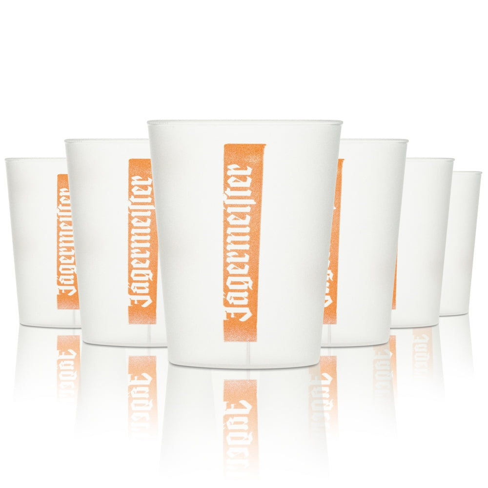 50x Jägermeister Kunststoff Shotglas Becher 4cl Einweg Kurze Stamper Gläser Bar