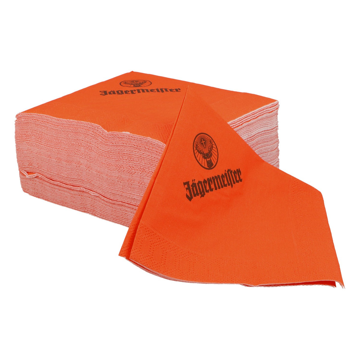 50x Jägermeister Servietten 24x24cm Orange Tropfschutz Party Barzubehör
