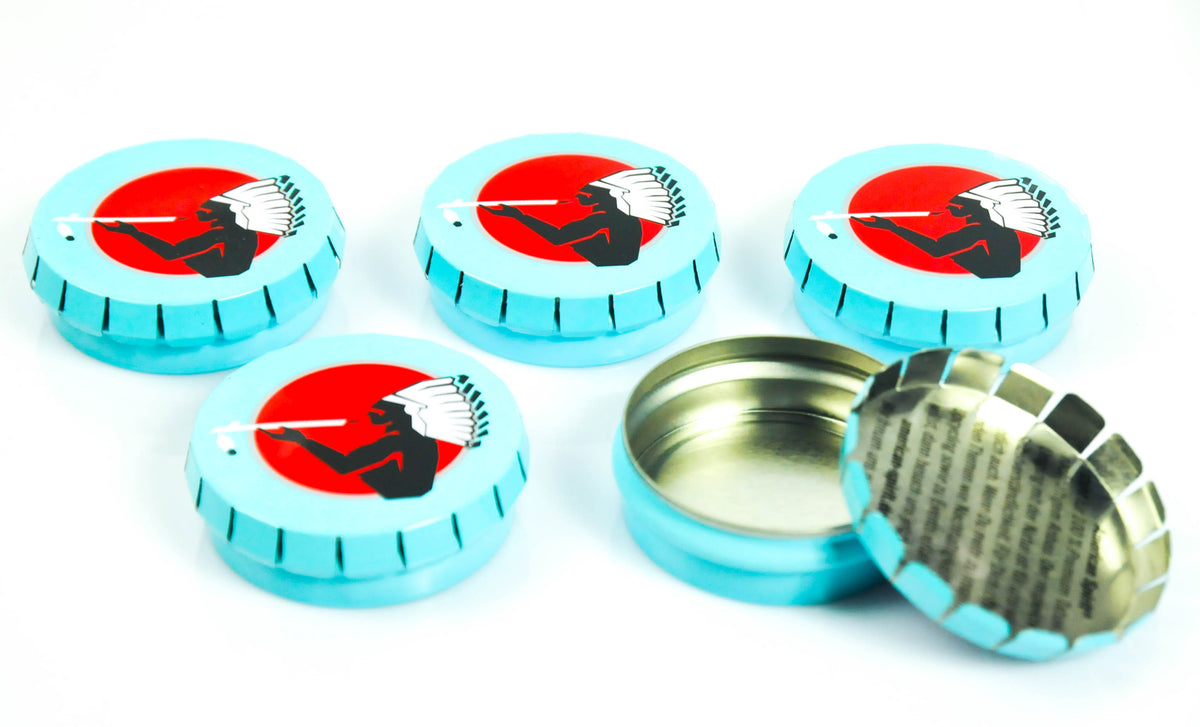 5x American Spirit Zigaretten Aschenbecher Strandascher Blechdose Mini Blau