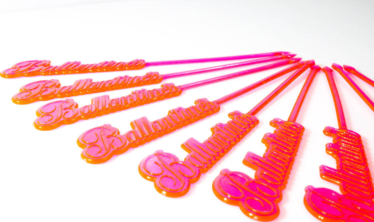 Ballantines Whisky Stirrer Umrührer Barzubehör Neon Rot sehr selten – Ansicht 3