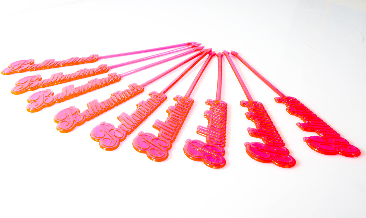 5x Ballantines Whisky Stirrer Umrührer Barzubehör Neon Rot sehr selten – Ansicht 3