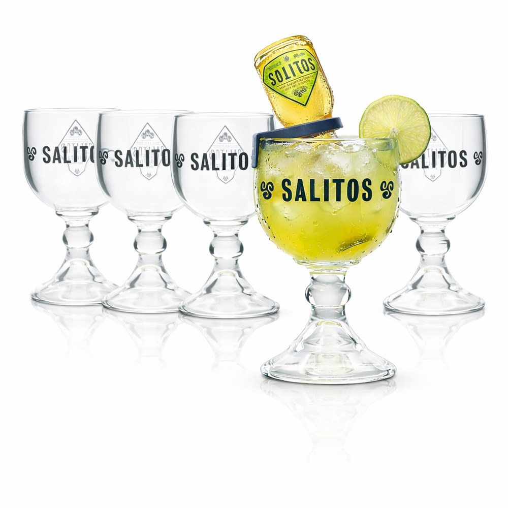 5x Salitos Salrita Glas 0,6 l - Cocktail Longdrink Aperitif - inkl. Clip aus Echtglas