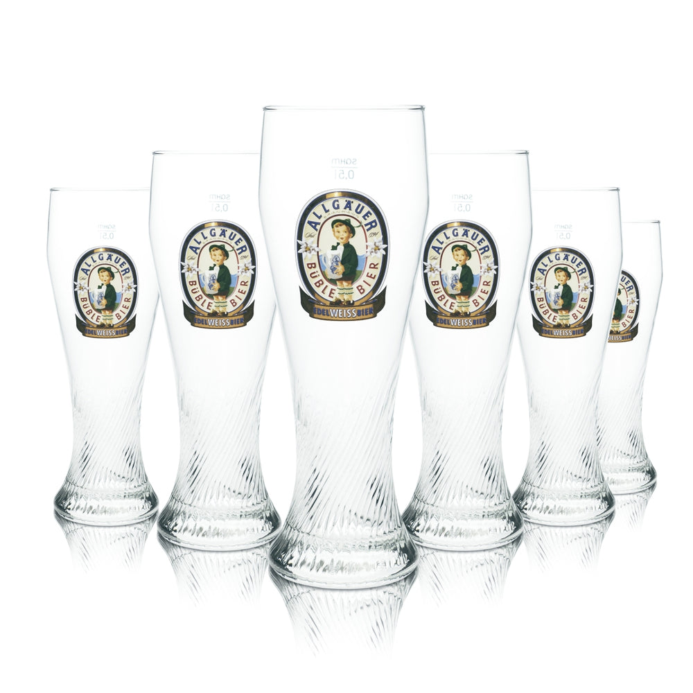 6 Allgäuer Büble Bier Glas Weizen 0,5l Sahm neu