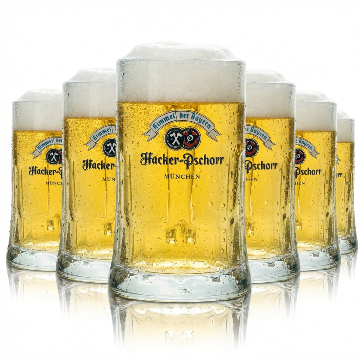 6 Hacker Pschorr Bier Glas 0,3l Krug Salzburg-Seidel Sahm neu