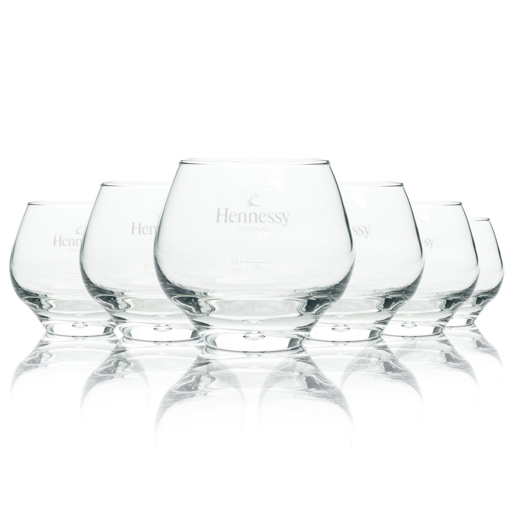 6 Hennessy Cognac Glas Tumbler Rund mit Blase 300ml neu
