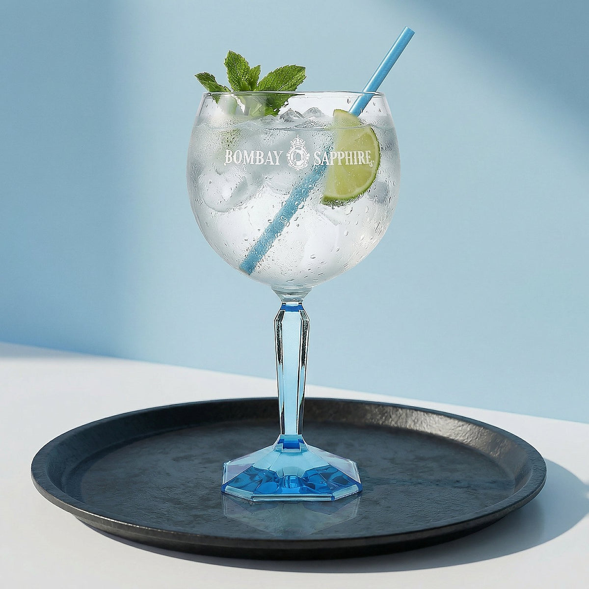 6er Set Bombay Sapphire 0,68 l Ballongläser – Copa mit blauem Stiel für Gin Tonic – Ansicht 2