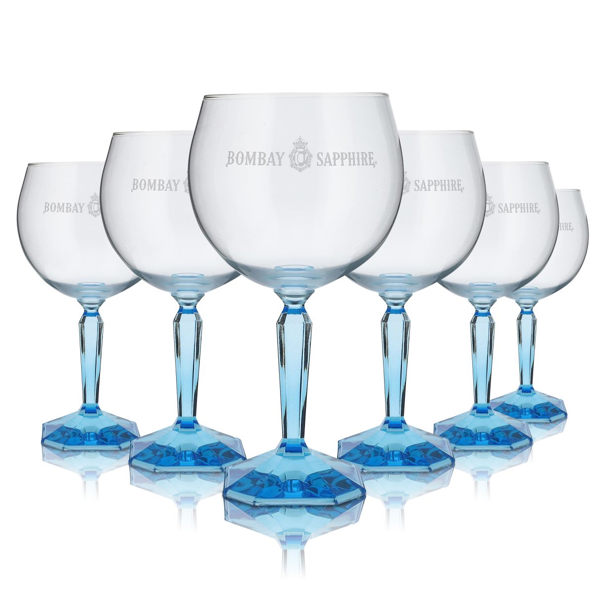 6er Set Bombay Sapphire 0,68 l Ballongläser – Copa mit blauem Stiel für Gin Tonic – Ansicht 3