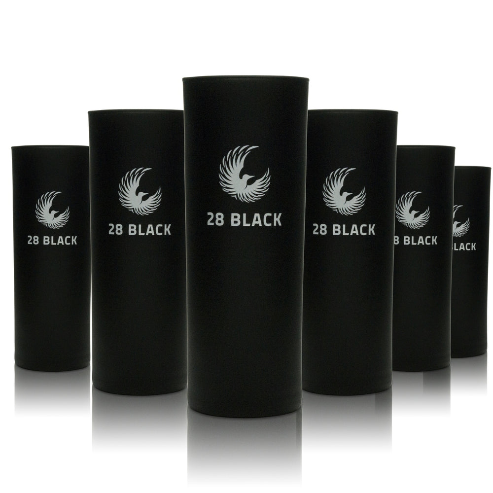 6x 28 Black Energy Longdrink Gläser 220ml - Matt Schwarz, Stilvolle Getränke
