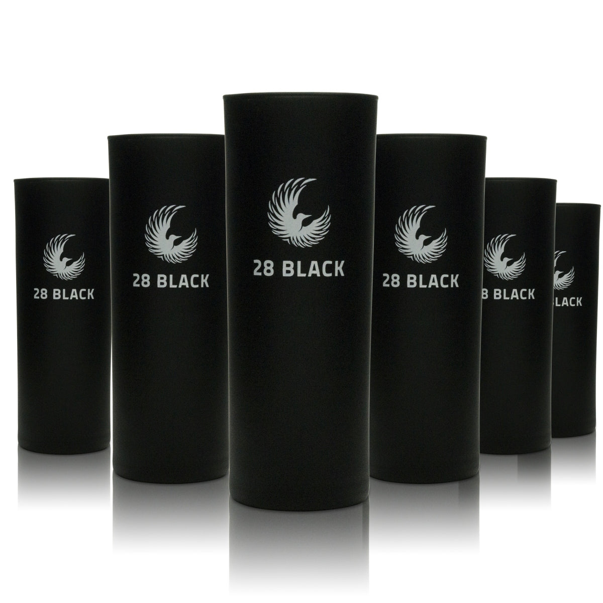 6x 28 Black Energy Longdrink Gläser 220ml - Matt Schwarz, Stilvolle Getränke