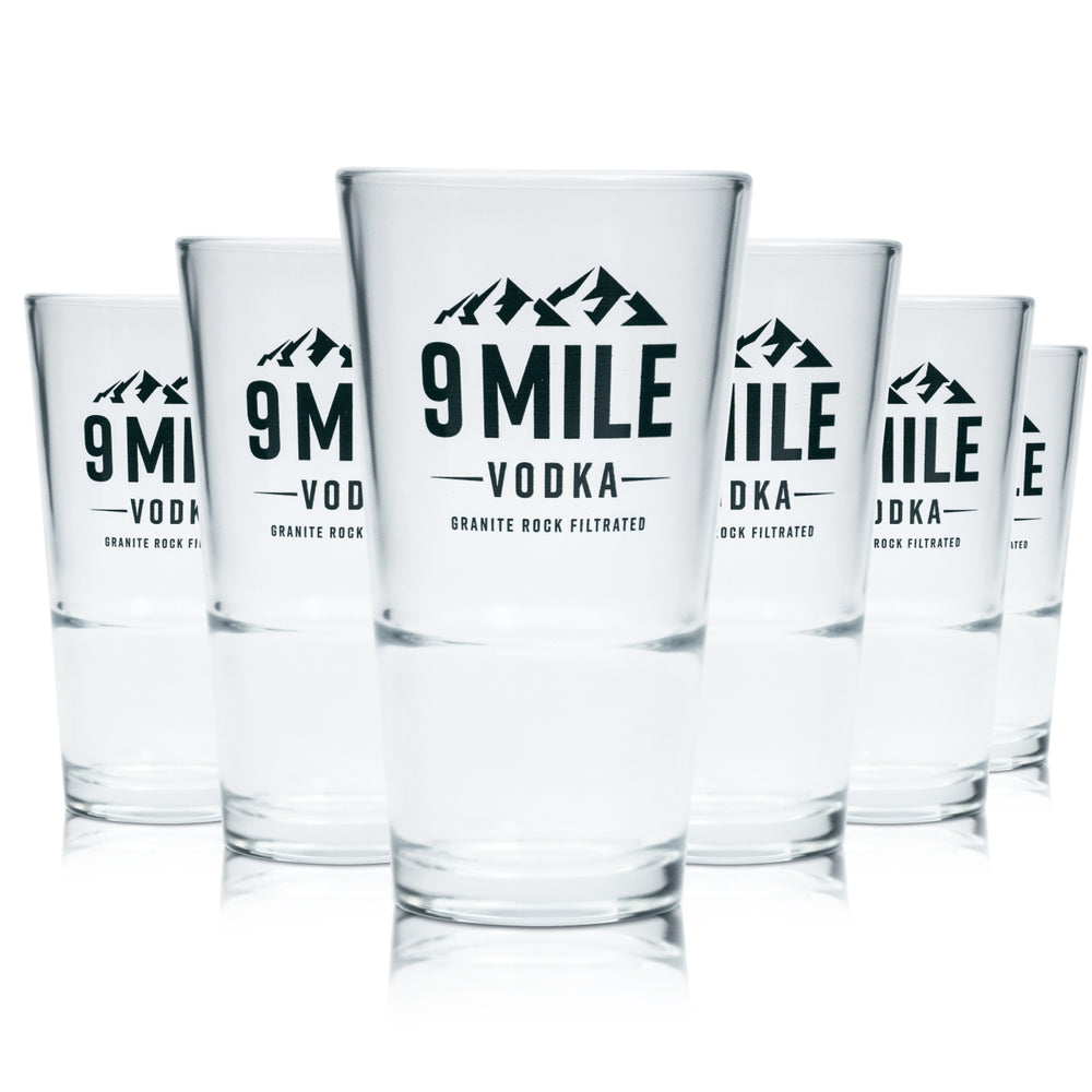 6x 9 Mile Glas 0,33l Longdrink Cocktail Vodka Aperitif Gläser Stapelbar Berlin