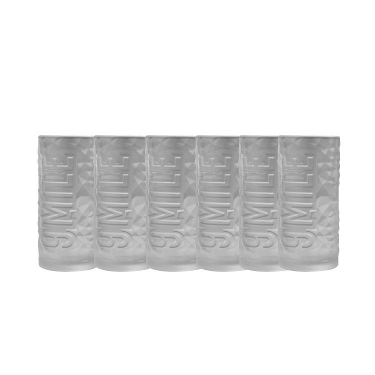 6x 9 Mile Vodka Glas 0,3l Longdrink High Frosted Relief Gläser Granite Kontur