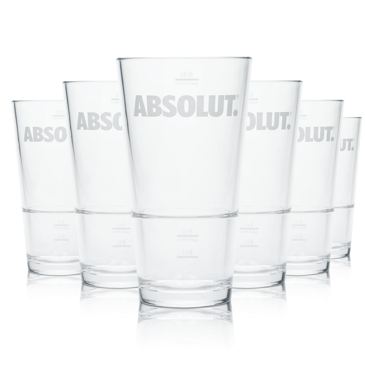 6x Absolut Becher Glas 0,3l Kunststoff Hartplastik Mehrweg Gläser Geeicht Gastro