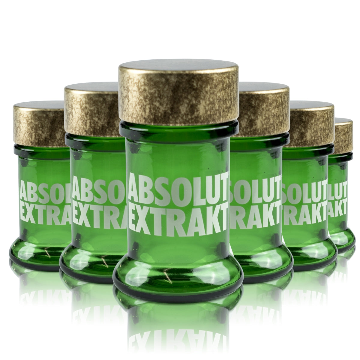 6x Absolut Glas 2cl Shot Schnaps Gläser Echtglas Extrakt Stamper Deckel Kurze