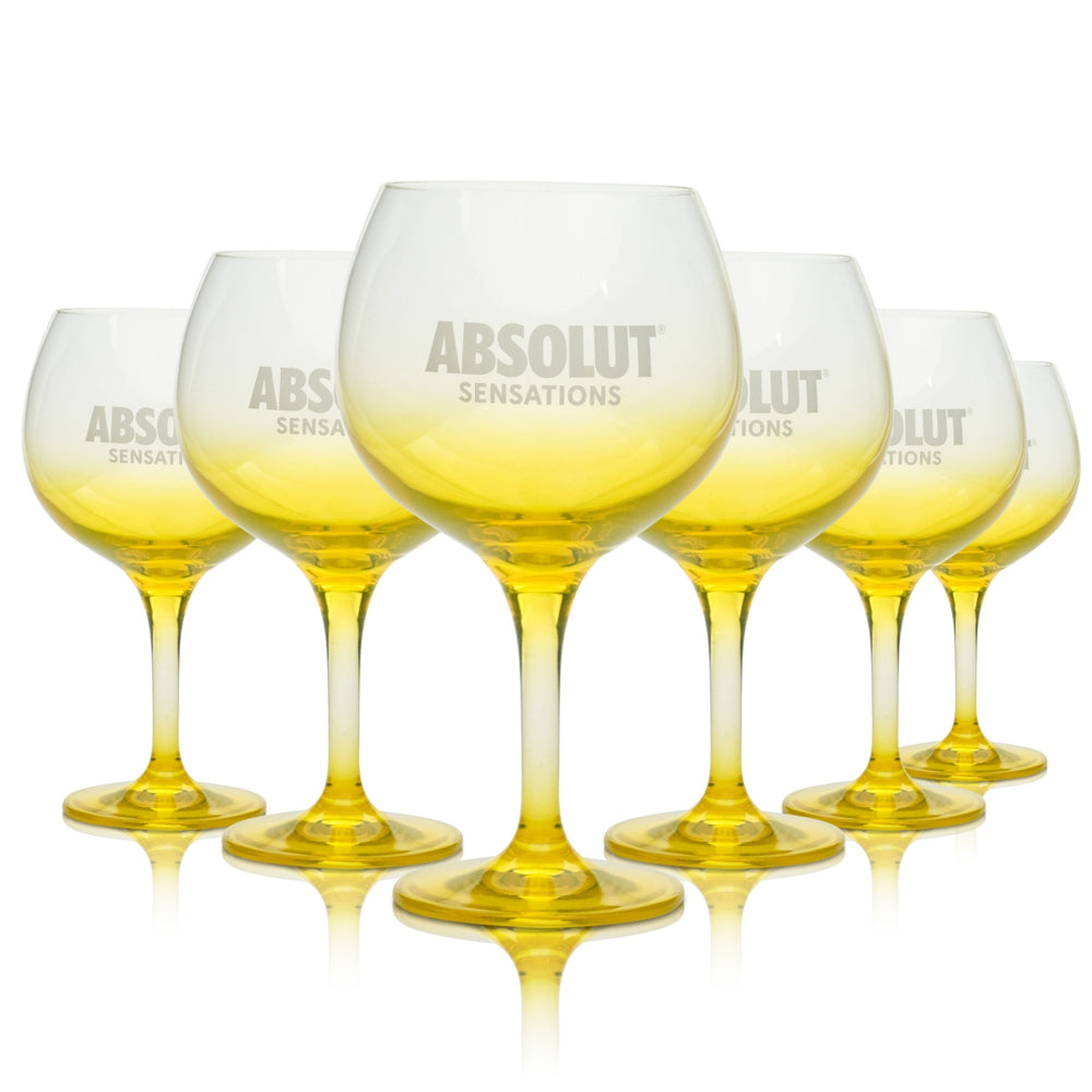 6x Absolut Vodka Stielglas 0,5l Ballon Cocktail Longdrink Gläser Sensations Bar
