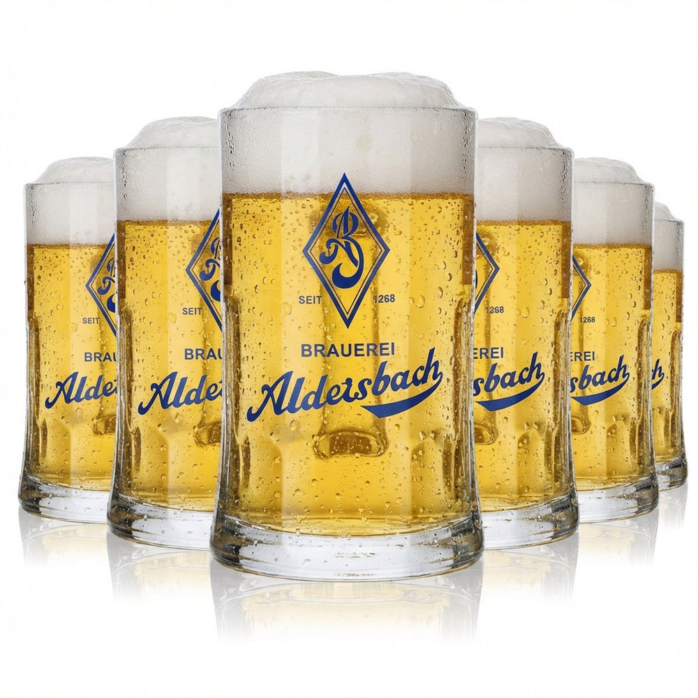 6x Aldersbach Glas 0,5l Bierkrug Humpen Seidel Krüge Gläser Set Brauerei Gastro