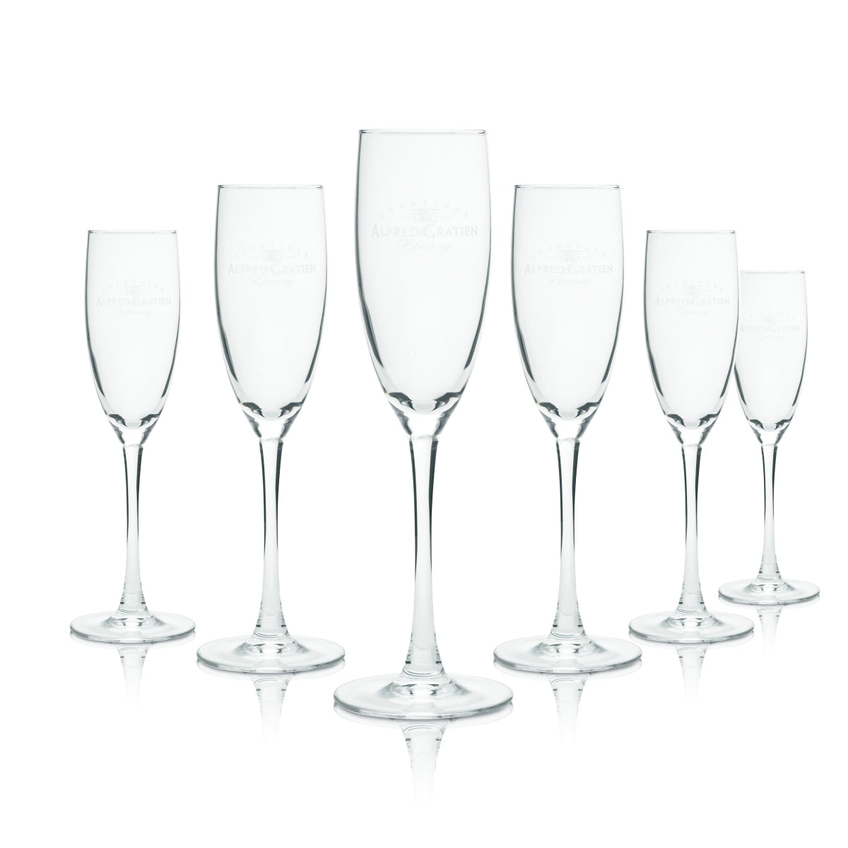 6x Alfred Gratien Champagner Glas 0,17l Flöte Kelch Gläser Singature Sekt Secco