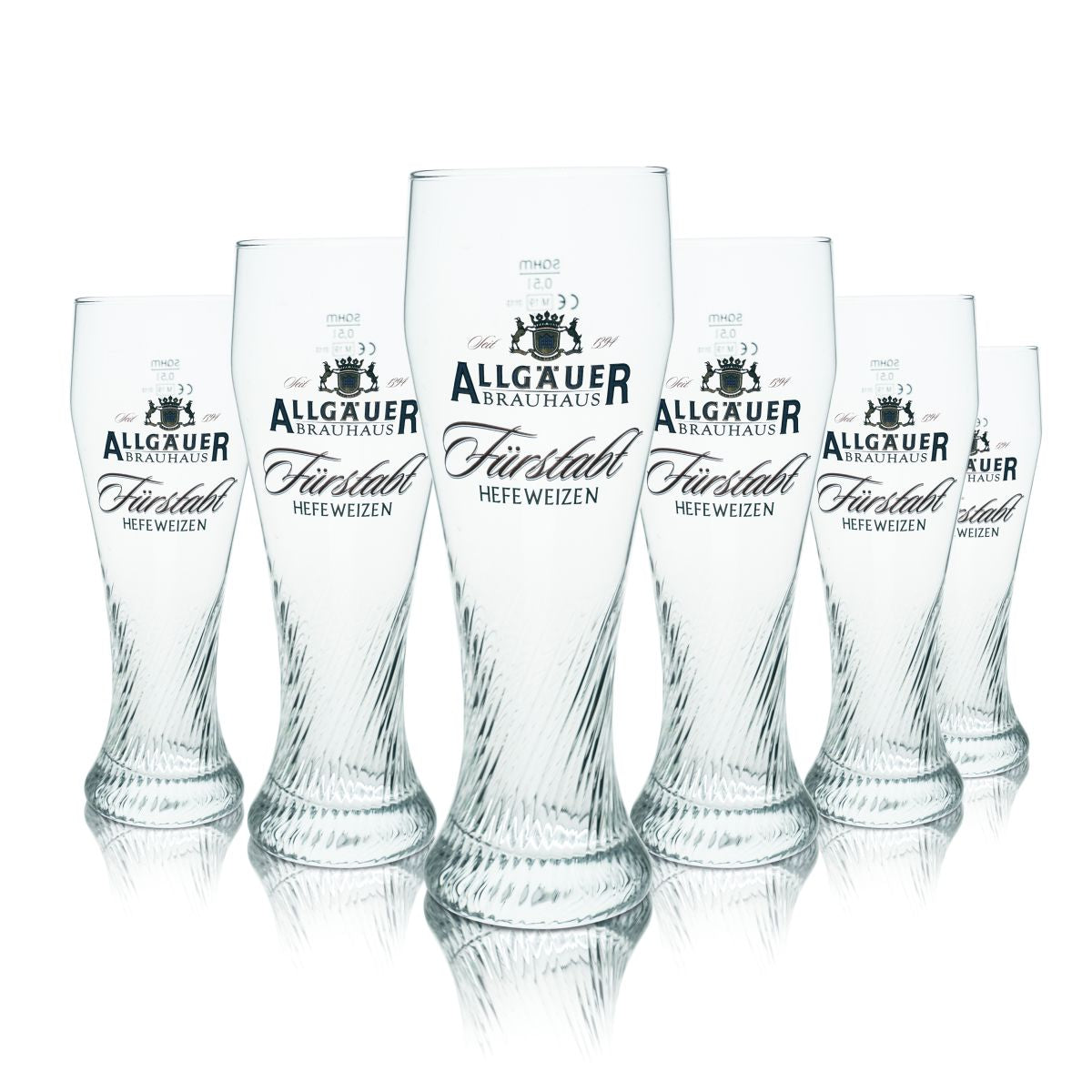 6x Allgäuer Brauhaus Weißbierglas 0,5l Hefeweizen Gläser Fürstadt Brauerei