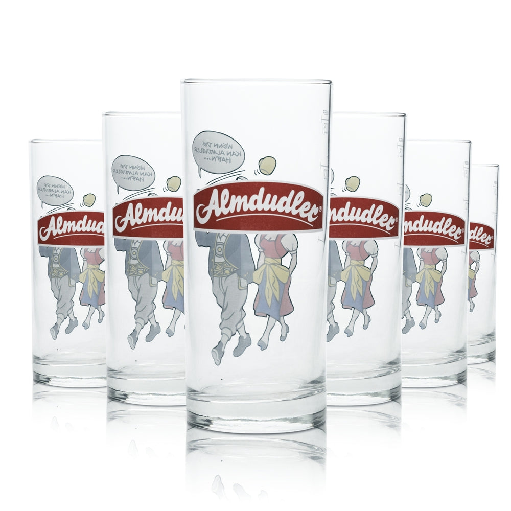 6x Almdudler Glas Longdrink 0,25l Mäser Alm Alpen Sammler Retro Trinkglas