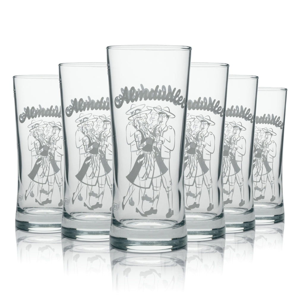 6x Almdudler Softdrinks Glas 0,25l Logo Mäster